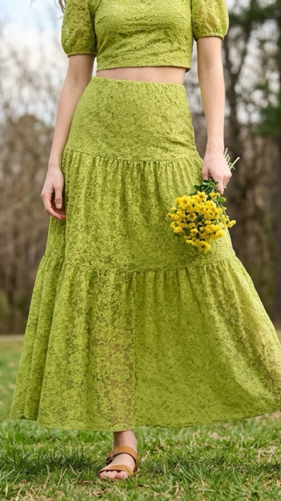 Lace High Waist Maxi Skirt