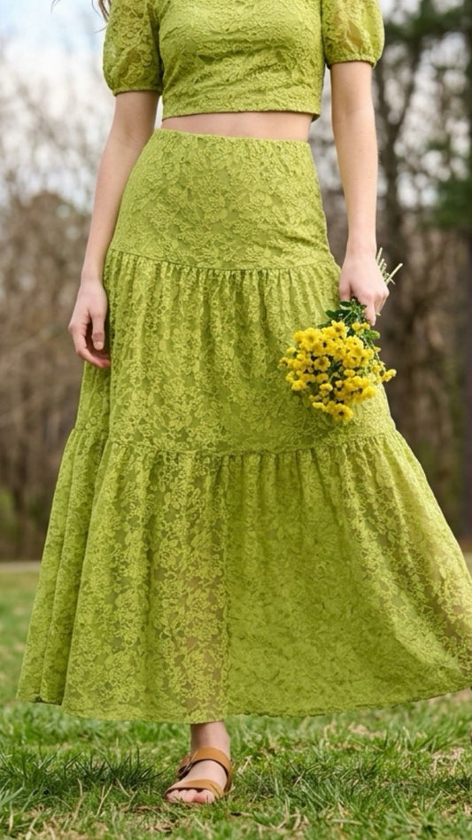 Lace High Waist Maxi Skirt