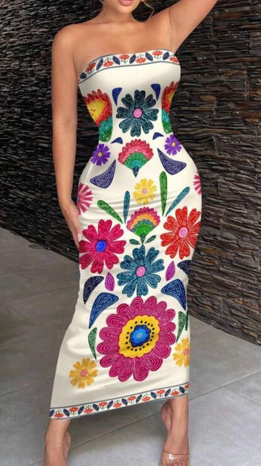 Floral Body-con Midi Dress