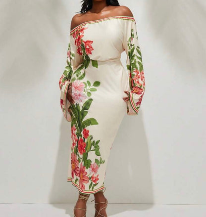 Plus Off Shoulder Floral Dress