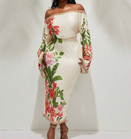 Plus Off Shoulder Floral Dress