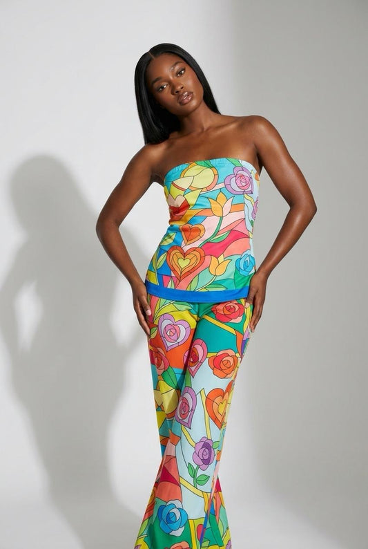 Two Piece Tube Pant Set With Pockets