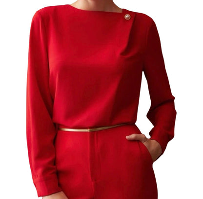 Long Sleeve Blouse With Pearl