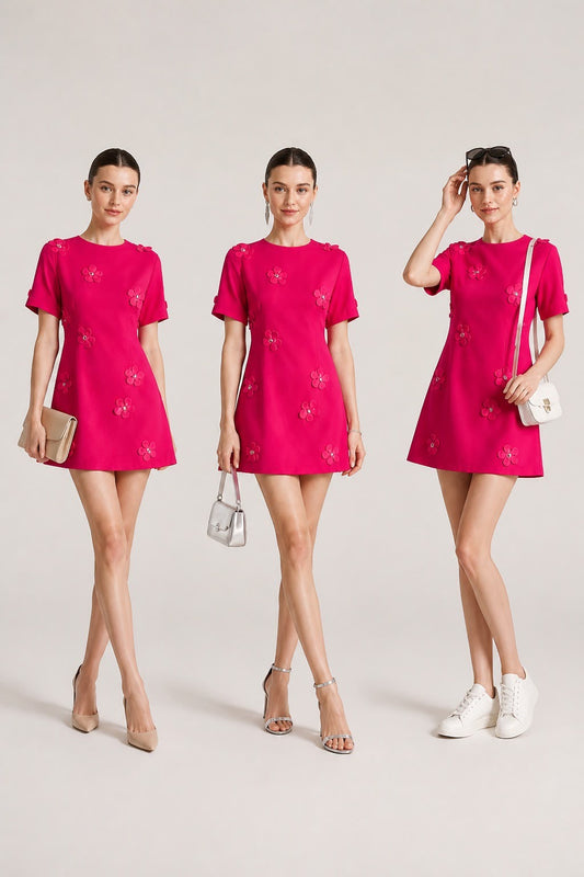 3D Rose Mini Dress