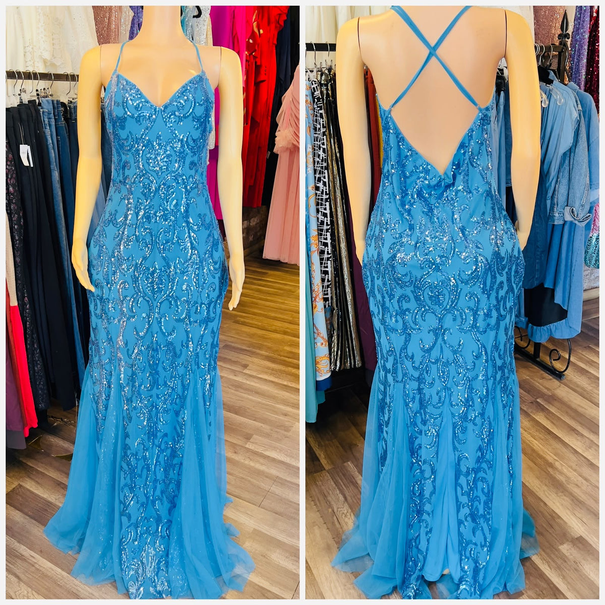 Sea Sequin Maxi Dress