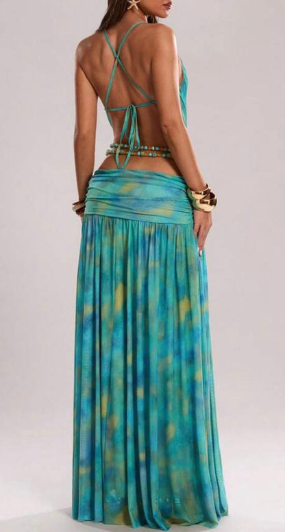 Halter Maxi Dress With Chain