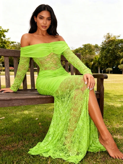 Lace Off Shoulder Maxi Dress