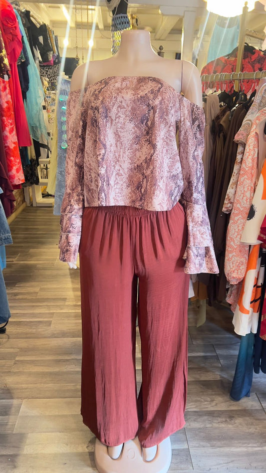 Off Shoulder Bell Sleeve Blouse