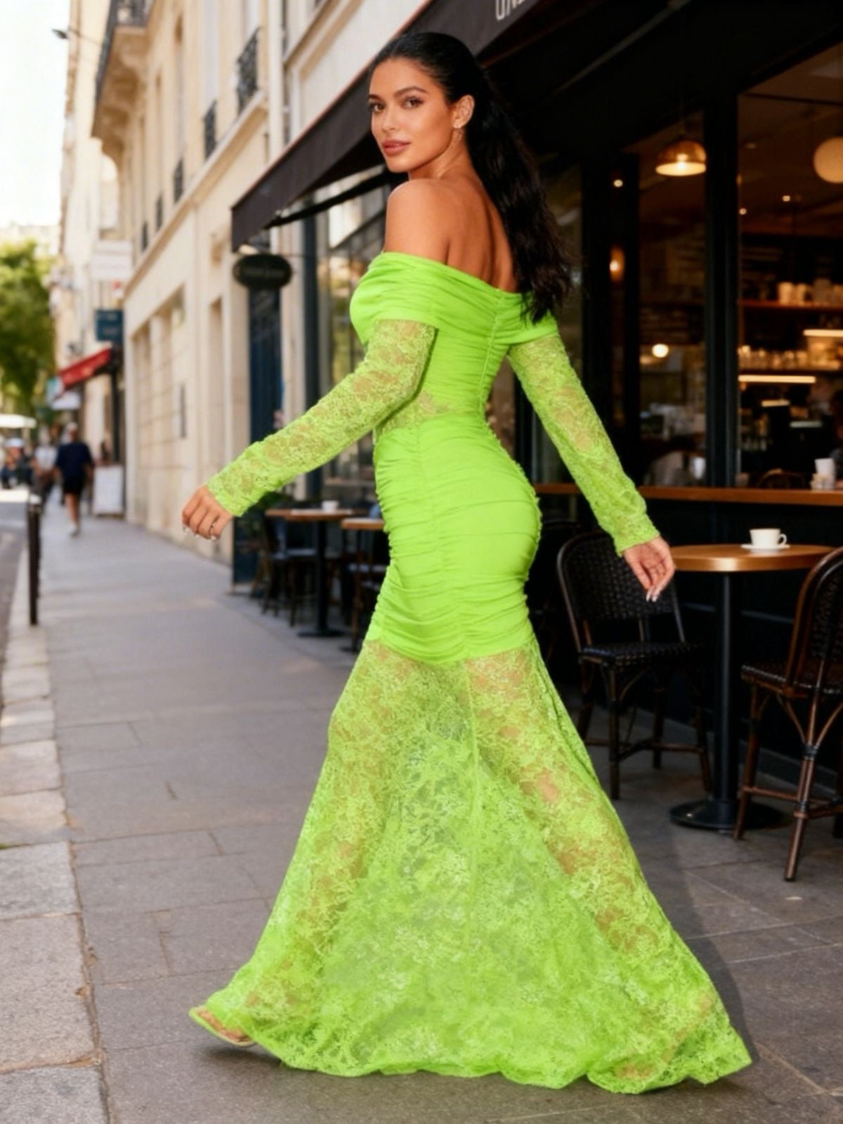 Lace Off Shoulder Maxi Dress