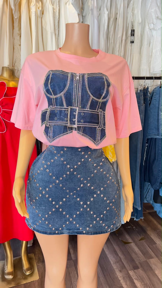 Mini Jewel Denim Skirts