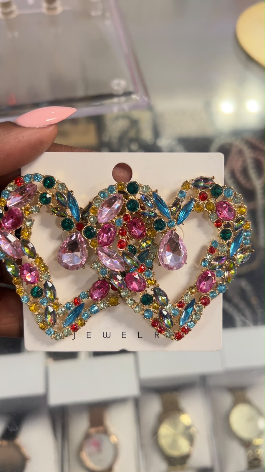 Rhinestones Hearts Earrings