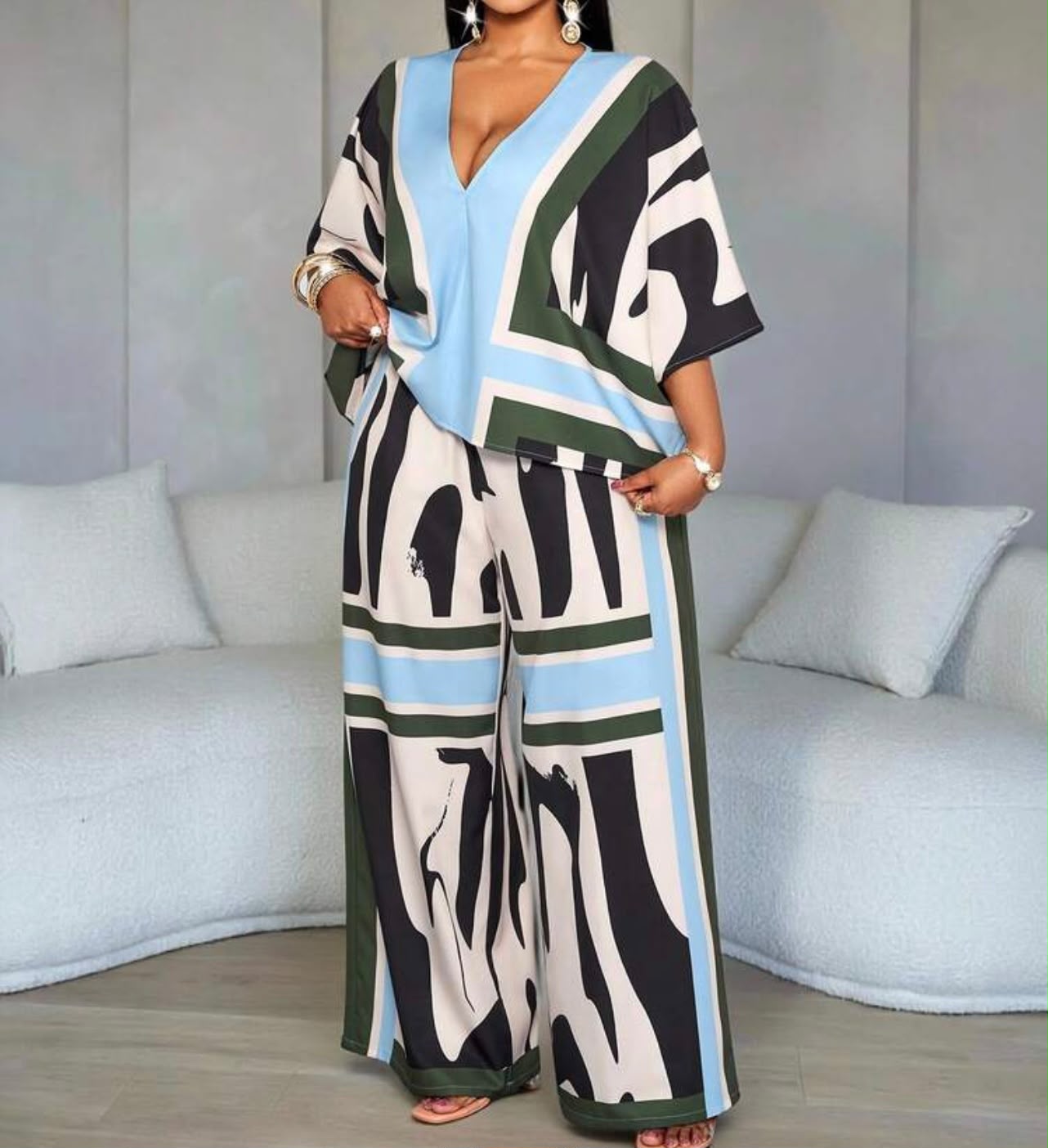 Plus Size Two Piece Pant Set