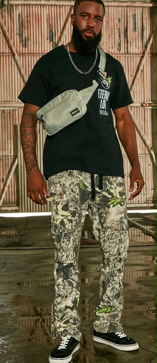 Men Pattern Straight Leg Pants