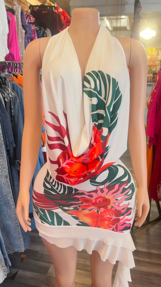 Halter Mini Tropical Dress