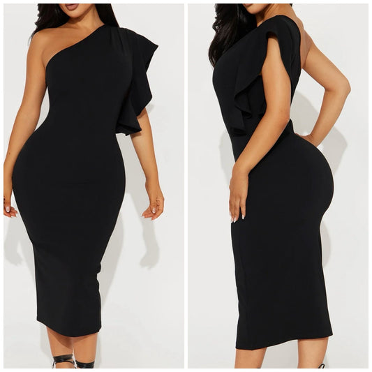 One Shoulder Midi Dress