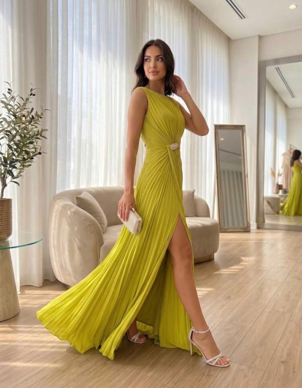 Emerald Maxi Pleated Dress