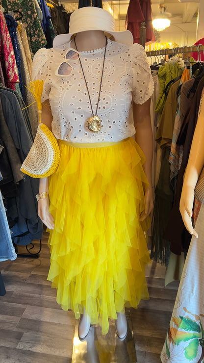 Mesh Layered Puff Skirt