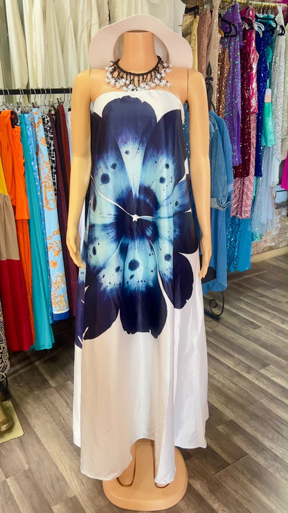 Tube Flared Maxi Flower Dress