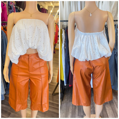 Women Leather 3/4 Pant