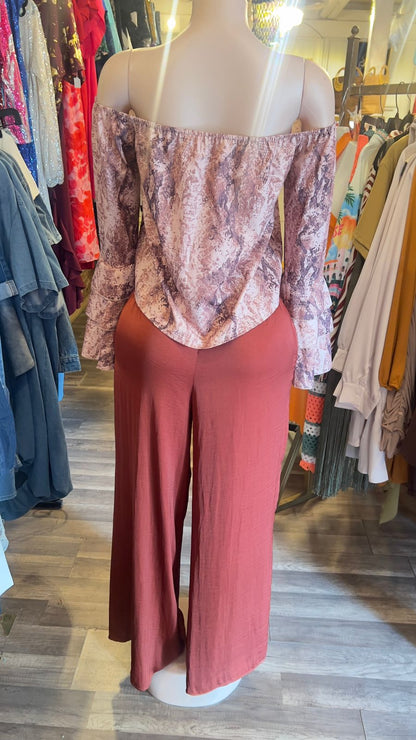 Off Shoulder Bell Sleeve Blouse