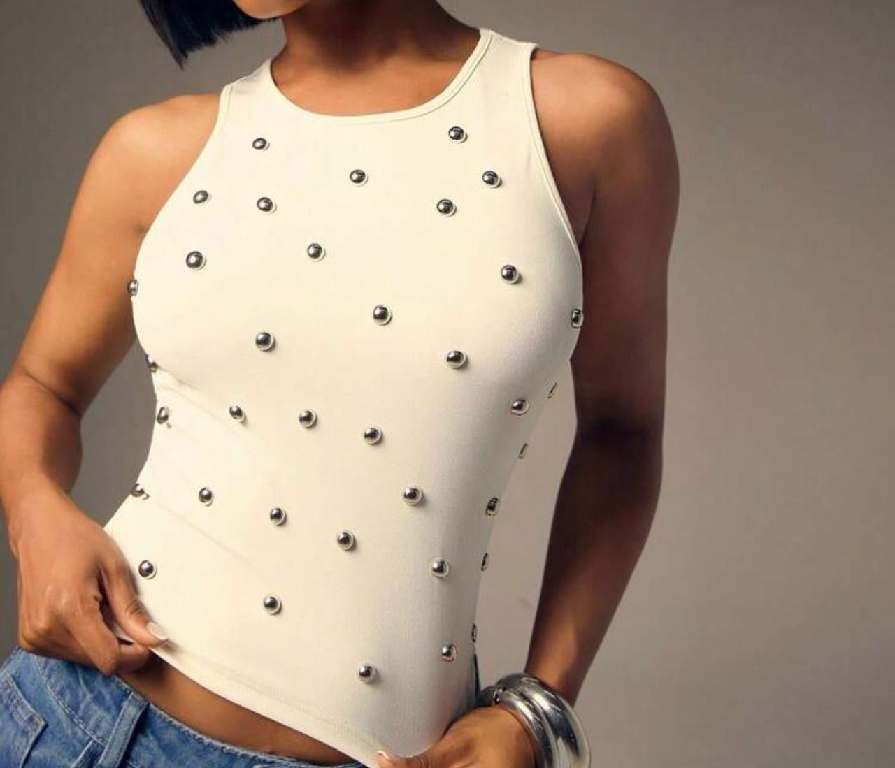 Studded Vest Crop Top