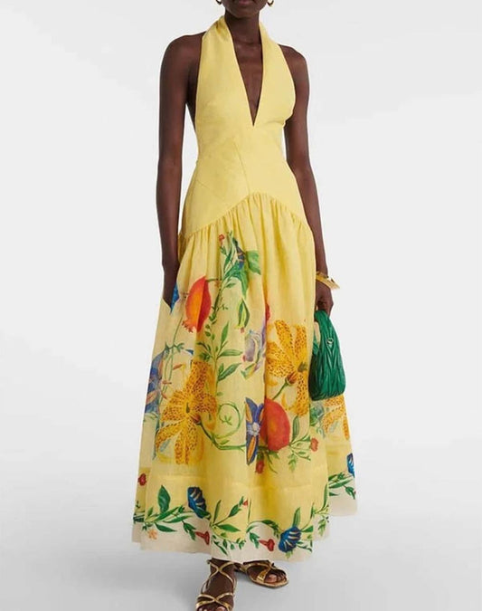Halter V Cut Maxi Dress