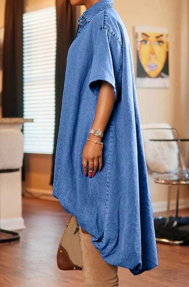Plus Size Oversized High/Low Denim Dress