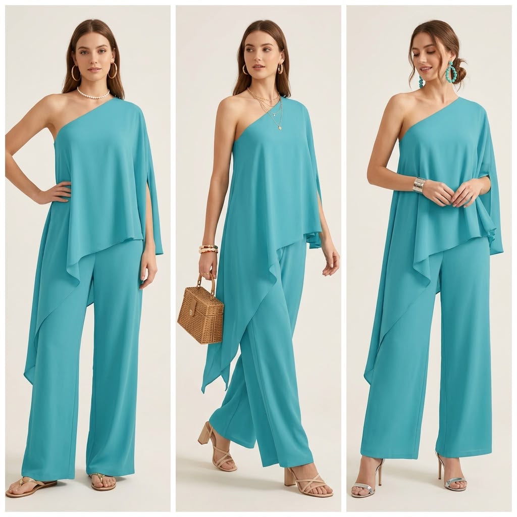 One Shoulder Blouse With Pant