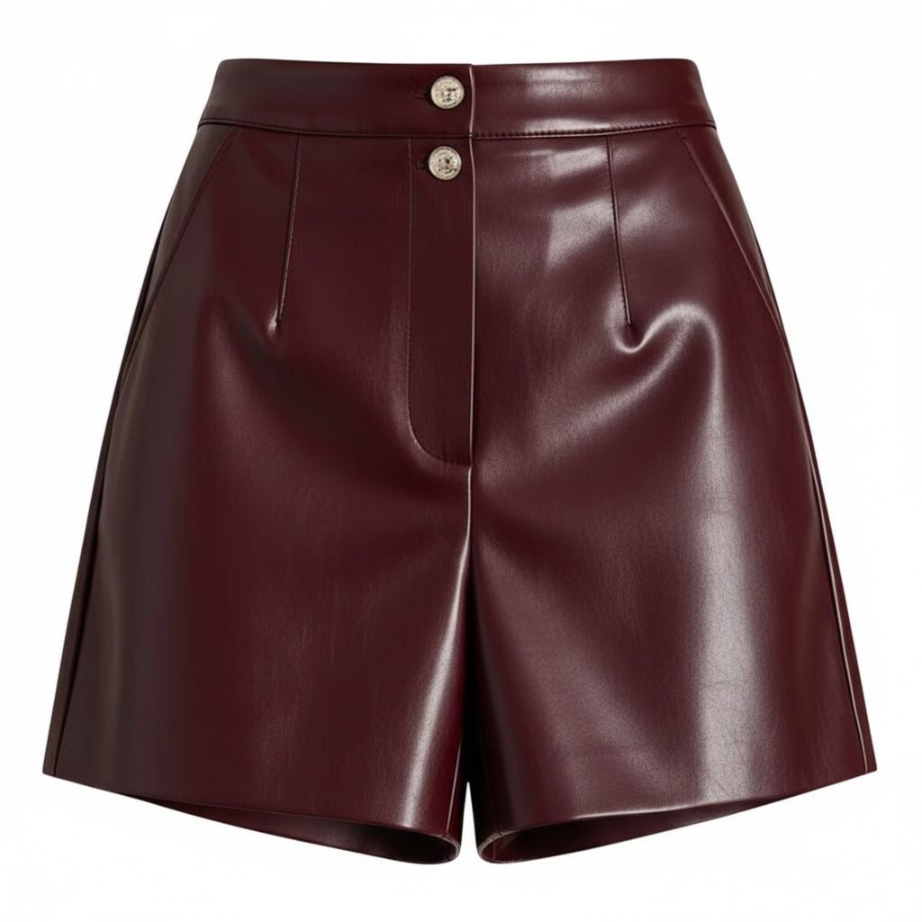 Women 3/4 Leather Shorts