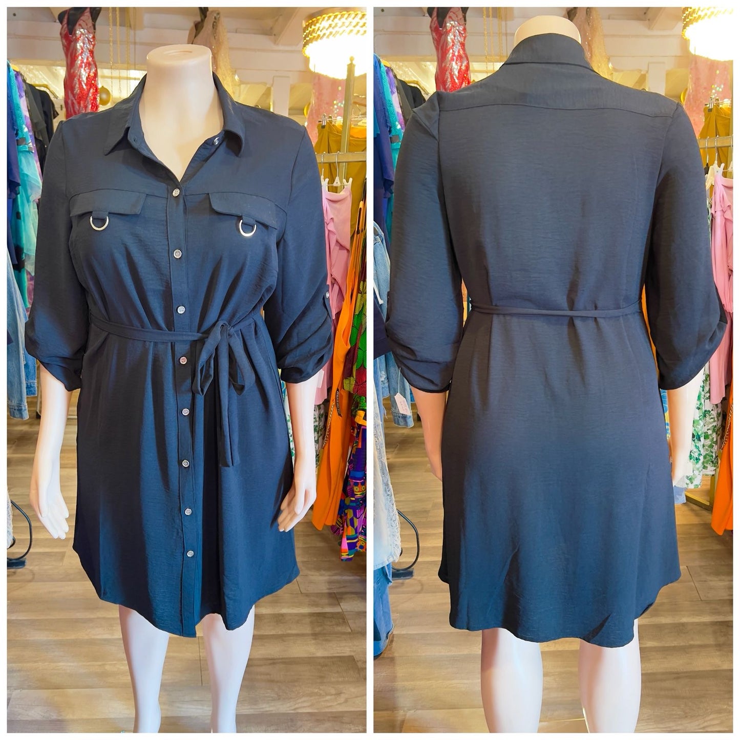 Women Button Down Shirt Dress