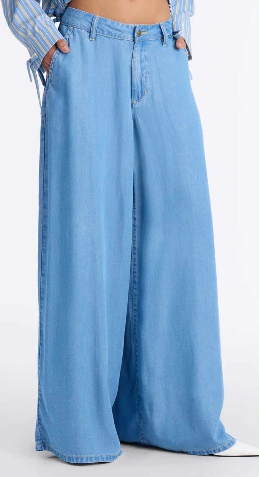 Wide Leg Chambray Pants