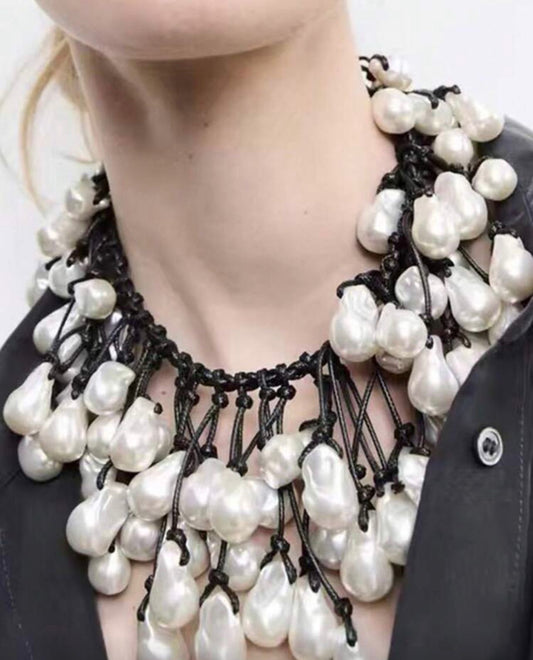 Leather Pearl Necklace