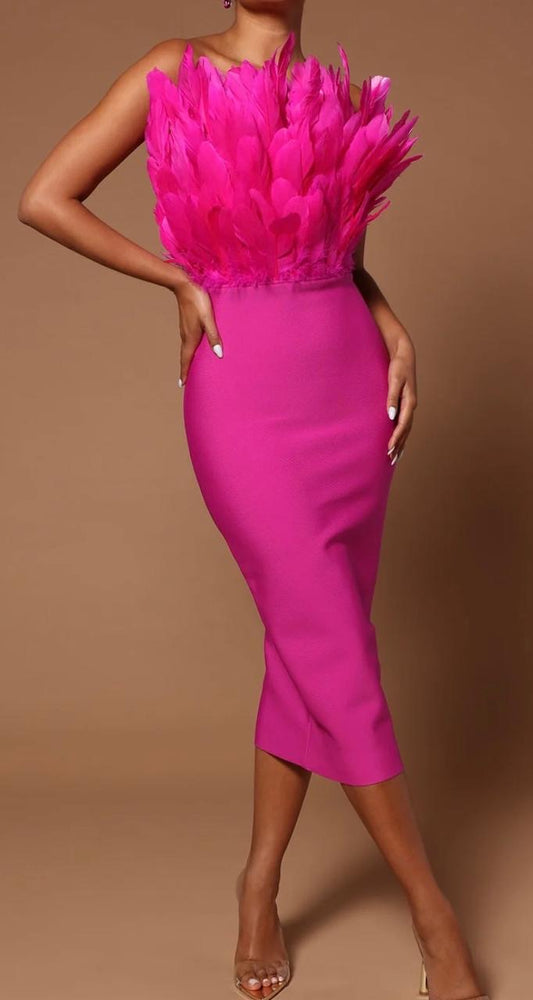 Bandage Feather Midi Dress