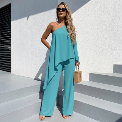 One Shoulder Blouse With Pant