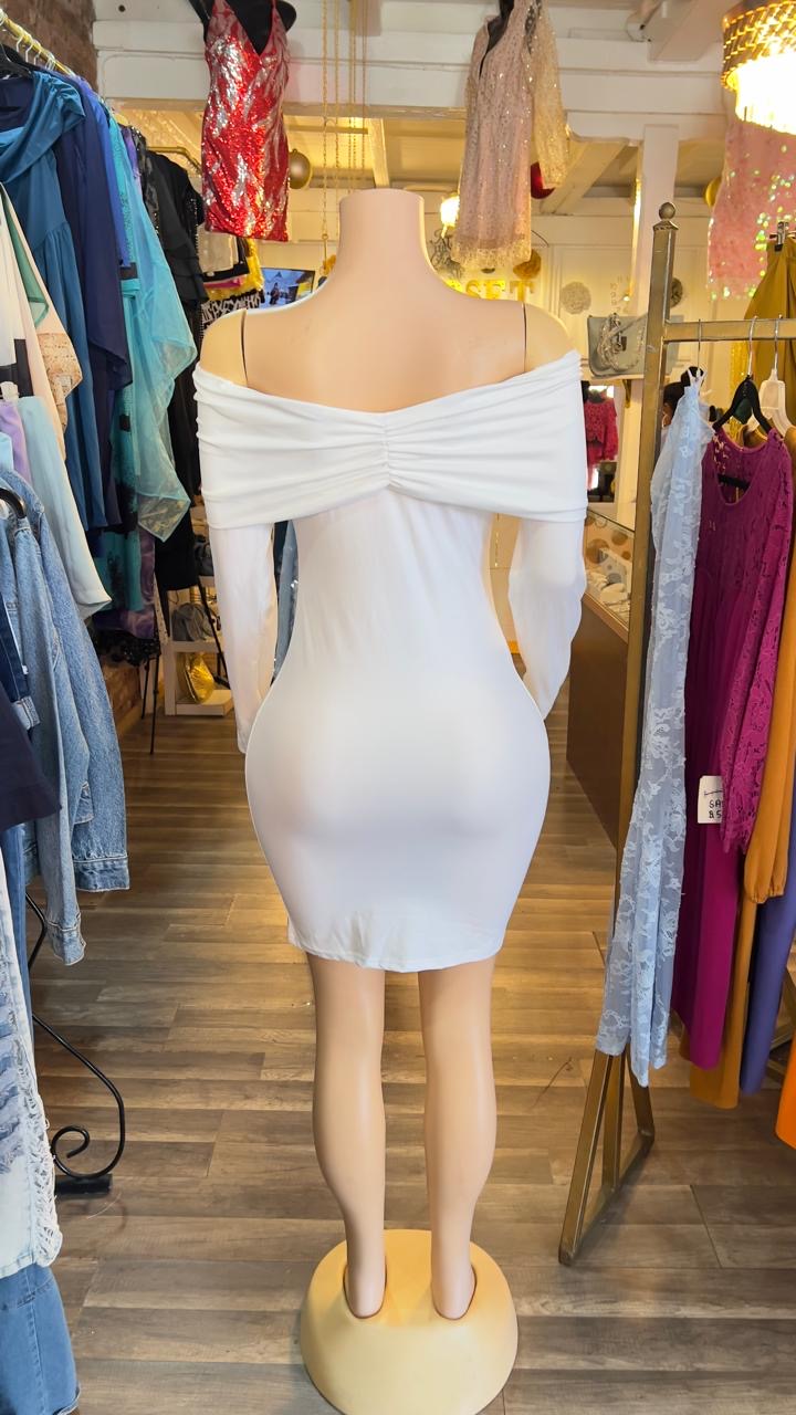 Long Sleeve Stretch Cotton Knee Length Dress