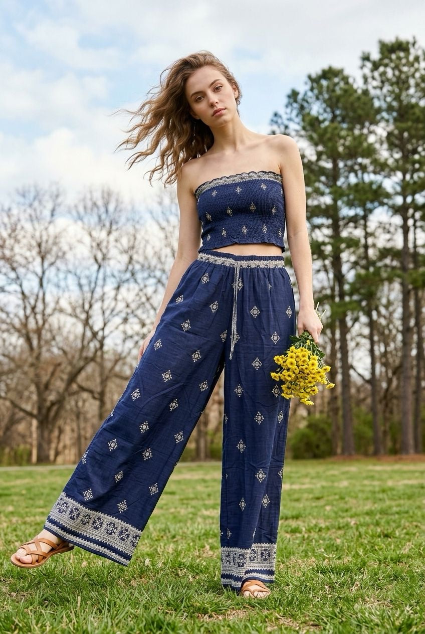 Boho Wide Leg Pant Set