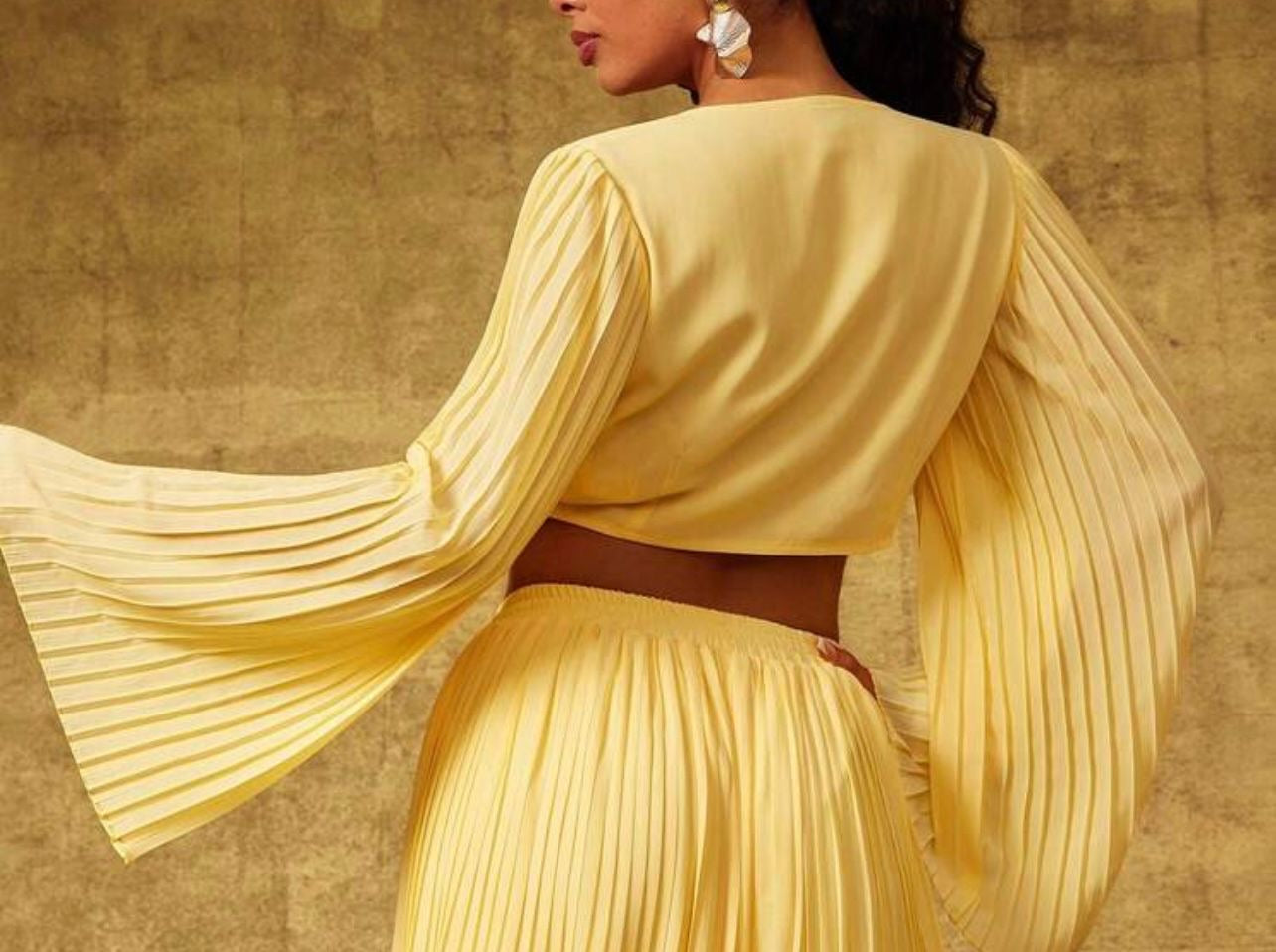 Knot Front Pleated Sleeve Blouse