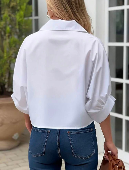 Oversized Knot Front Blouse