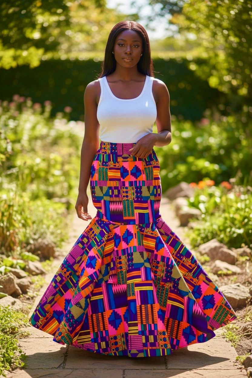 African High Waist Maxi Skirt