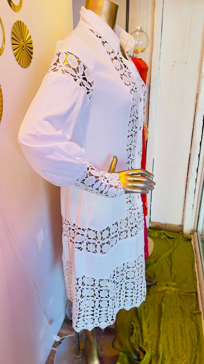 100% Cotton Long Sleeve Midi Dress