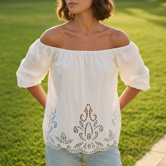 Off Shoulder Cotton Blouse