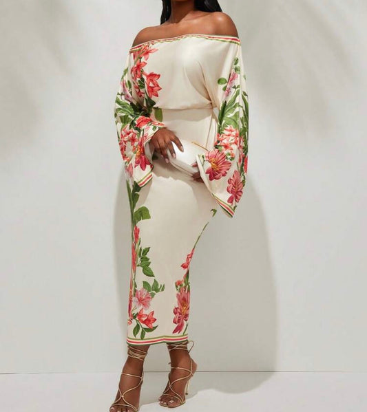 Plus Off Shoulder Floral Dress