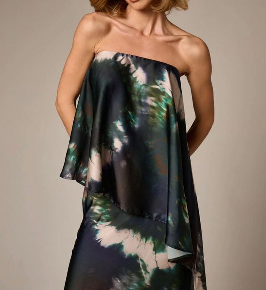 Satin Bandeau Asymmetric Blouse