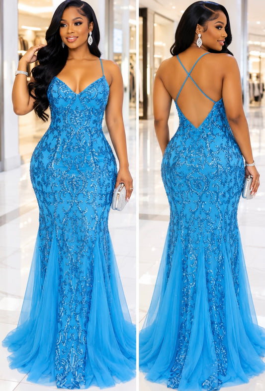 Sea Sequin Maxi Dress