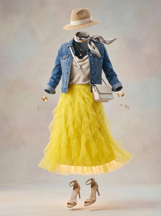 Mesh Layered Puff Skirt