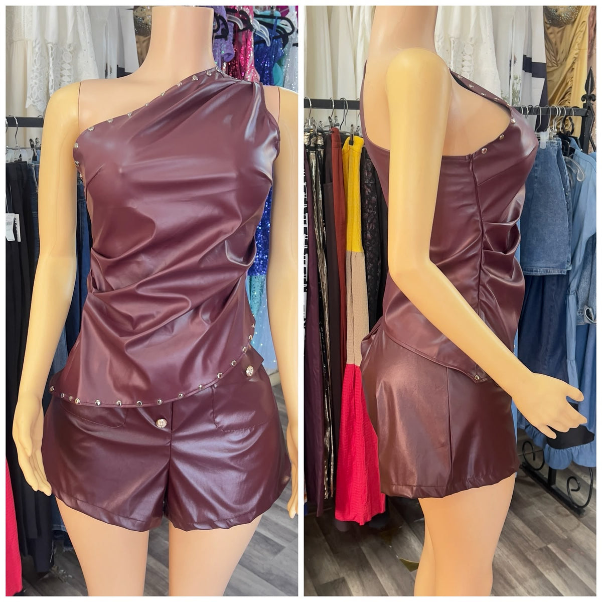 Stud Leather Blouse