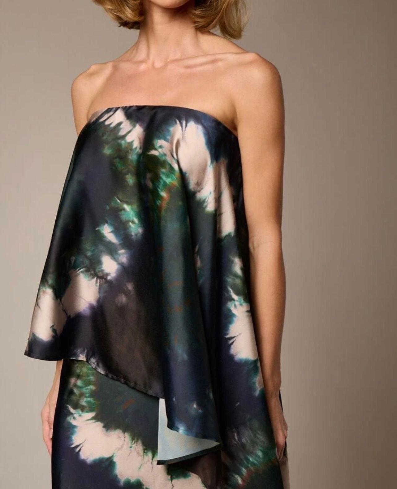 Satin Bandeau Asymmetric Blouse