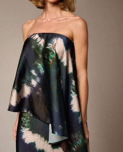 Satin Bandeau Asymmetric Blouse