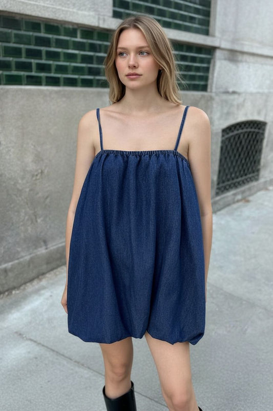 Simple Balloons Denim Cami Dress