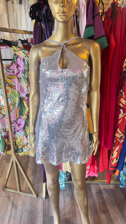 Night On The Town Halter Mini Dress